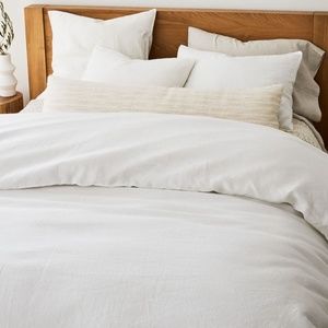 West Elm European Flax Linen Duvet Cover White Queen size NWT